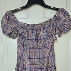 Y.SWAG SMALL & CLEVER Lil Off-Shoulder Midi Dress Naughty or Nice Plaid Flirty